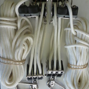 Dinghy Davit Block and Tackle system with cleats